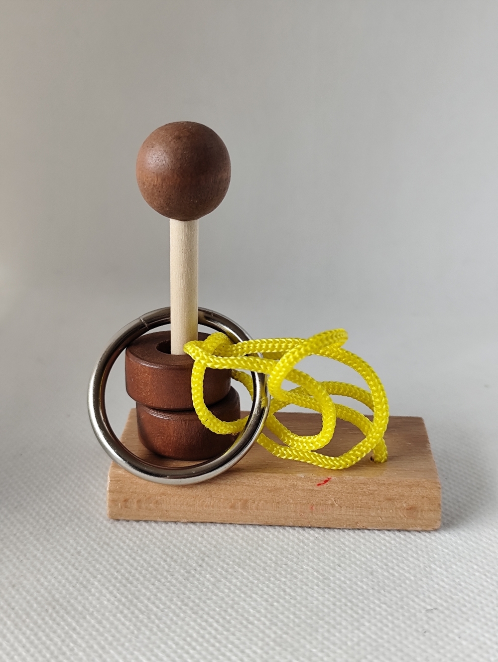 3/$20💗Wooden Ring and Knot Puzzle with Yellow Cord